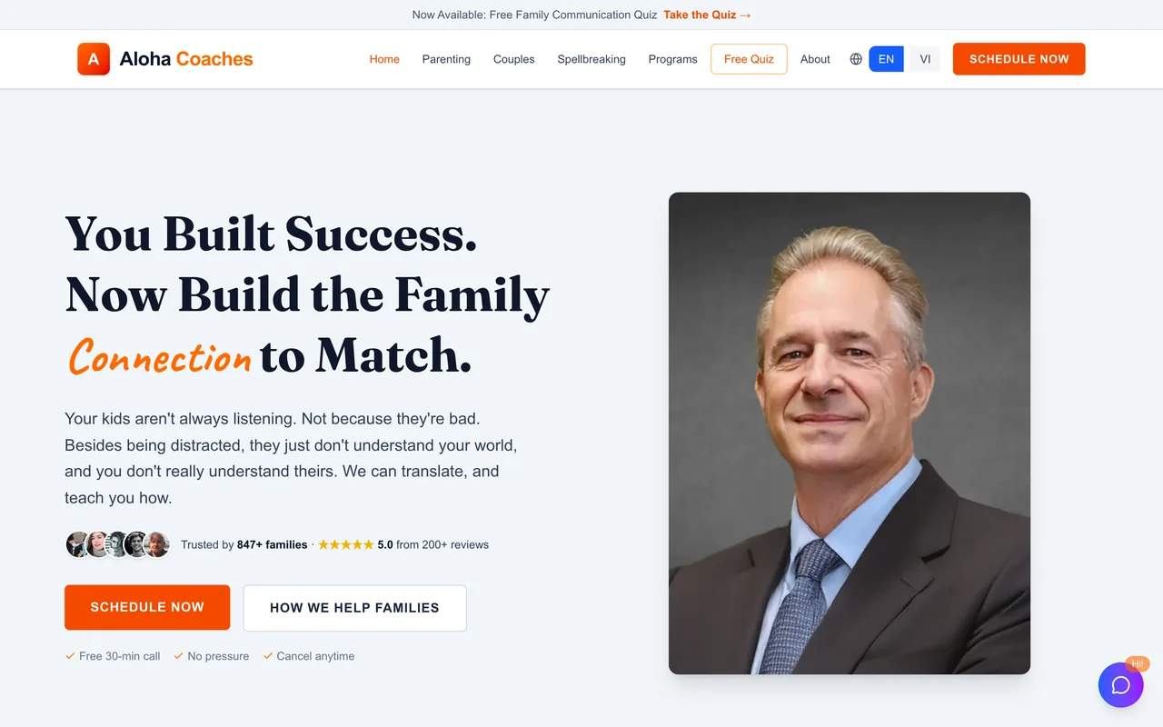 The Aloha Coaches website, built by Pacific Pulse