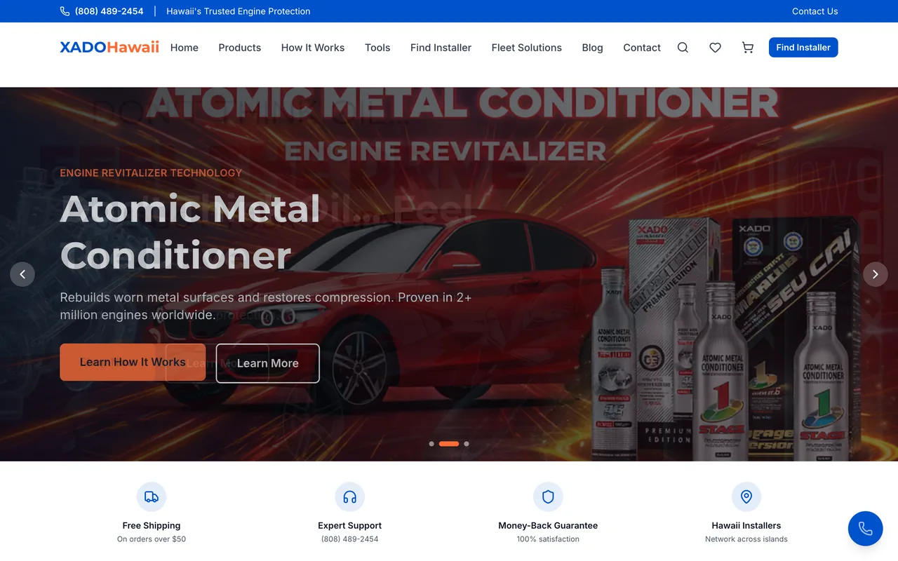 The XADO Hawaii website, built by Pacific Pulse